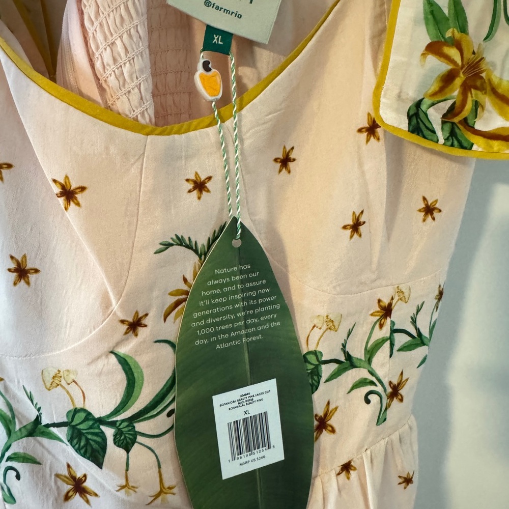 FARM Rio pink botanical beauty shoulder bow midi dress. NEW CONDITION - Picture 6 of 16